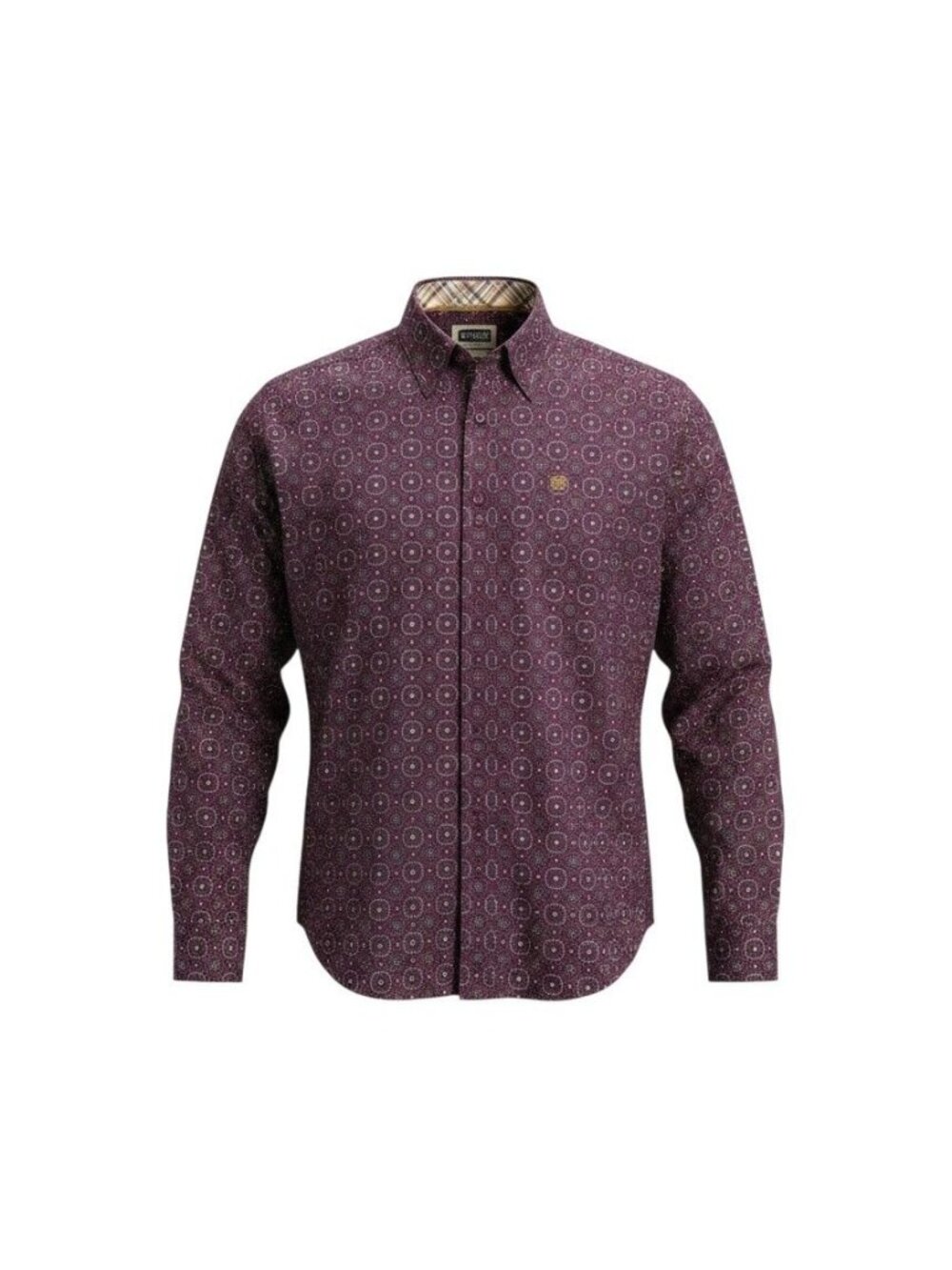 Cinch Mens Purple Patterned Long Sleeve Button Front Shirt L